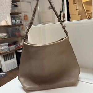 The Row • Taupe Leather Zipper Closure Shoulder Bag